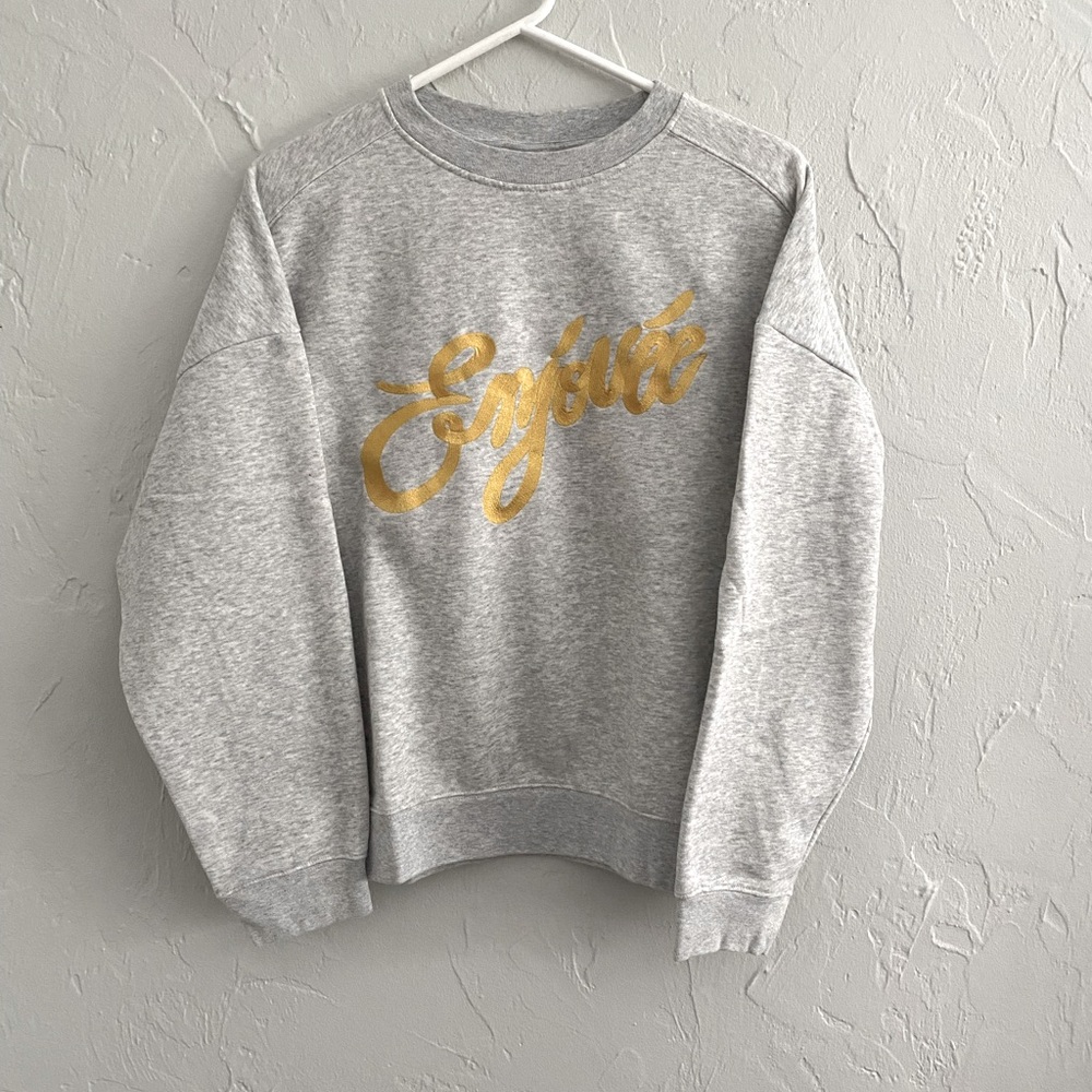 Gray Sweatshirt with Gold Script